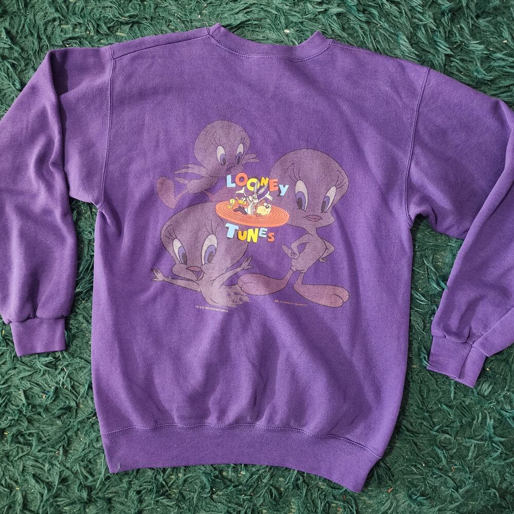 Vintage 1995 Looney Tunes Tweety Bird Purple Crewneck Sweatshirt